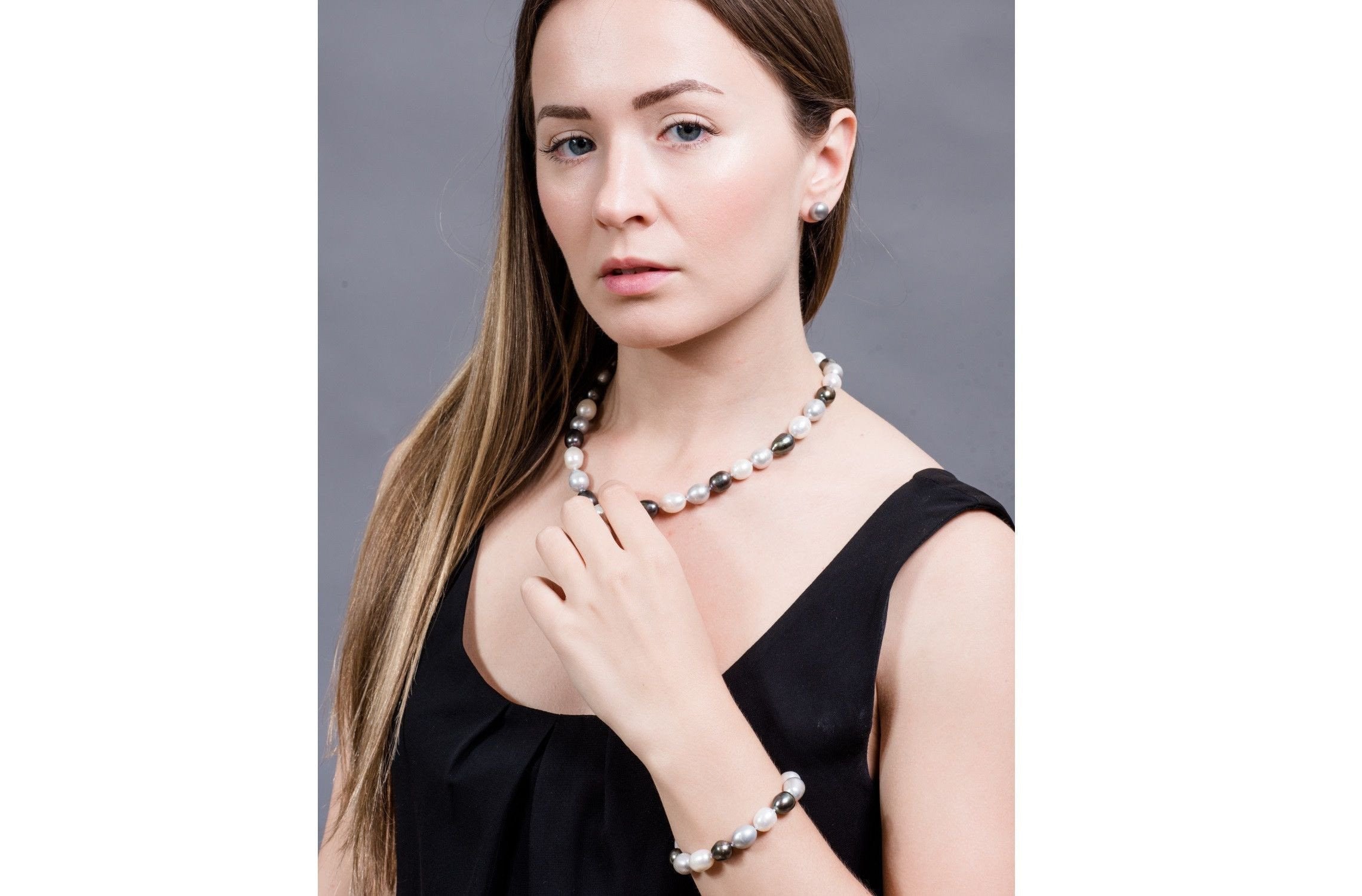 Single Strand Rice Shape Multi-Color Freshwater Pearl Bracelet 11mmx13mm-Pearl Rack