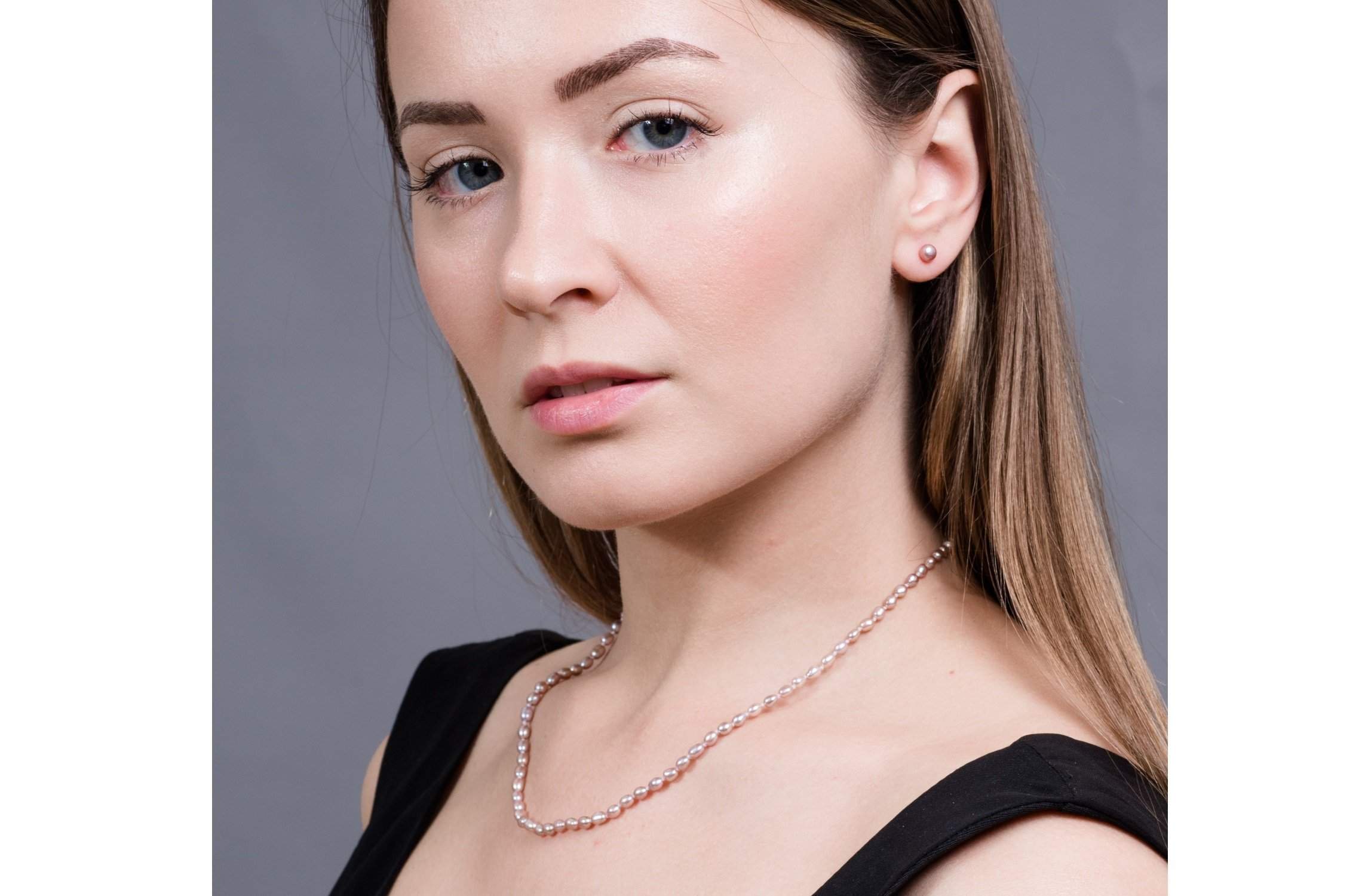 Single Strand Rice Shape Purple Freshwater Pearl Necklace 4mmx5mm-Pearl Rack