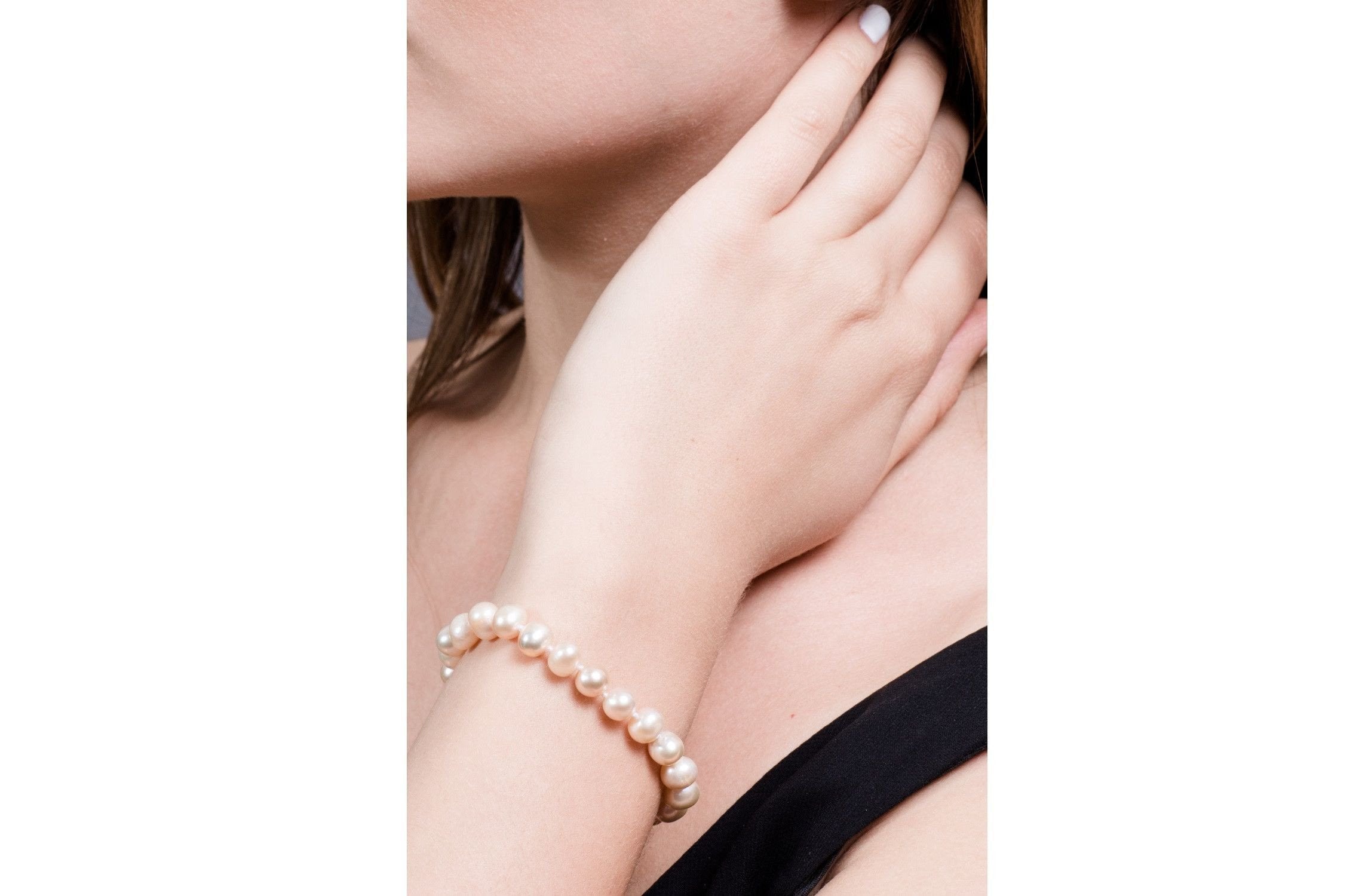 Single Strand Peach Freshwater Pearl Bracelet 8mm-Pearl Rack