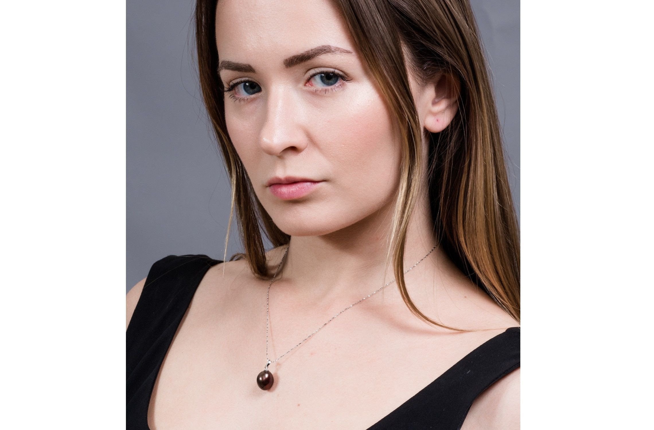 Irregular Brown Freshwater Pearl Pendant and Sterling Silver (925) Chain Necklace 13mm-Pearl Rack
