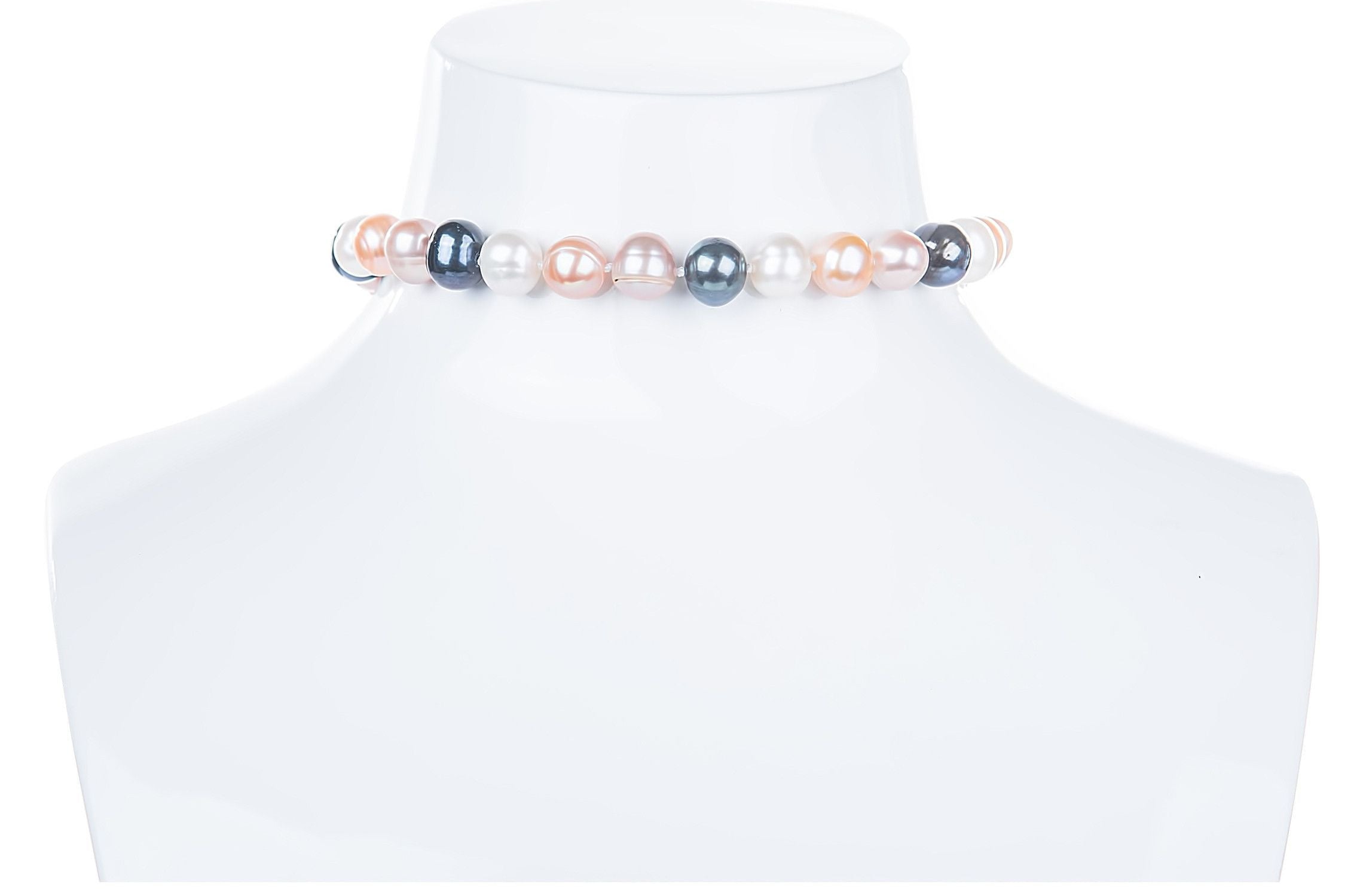 Multi-Color Off-Round Culutred Freshwater Pearl Choker 9-10mm-Pearl Rack