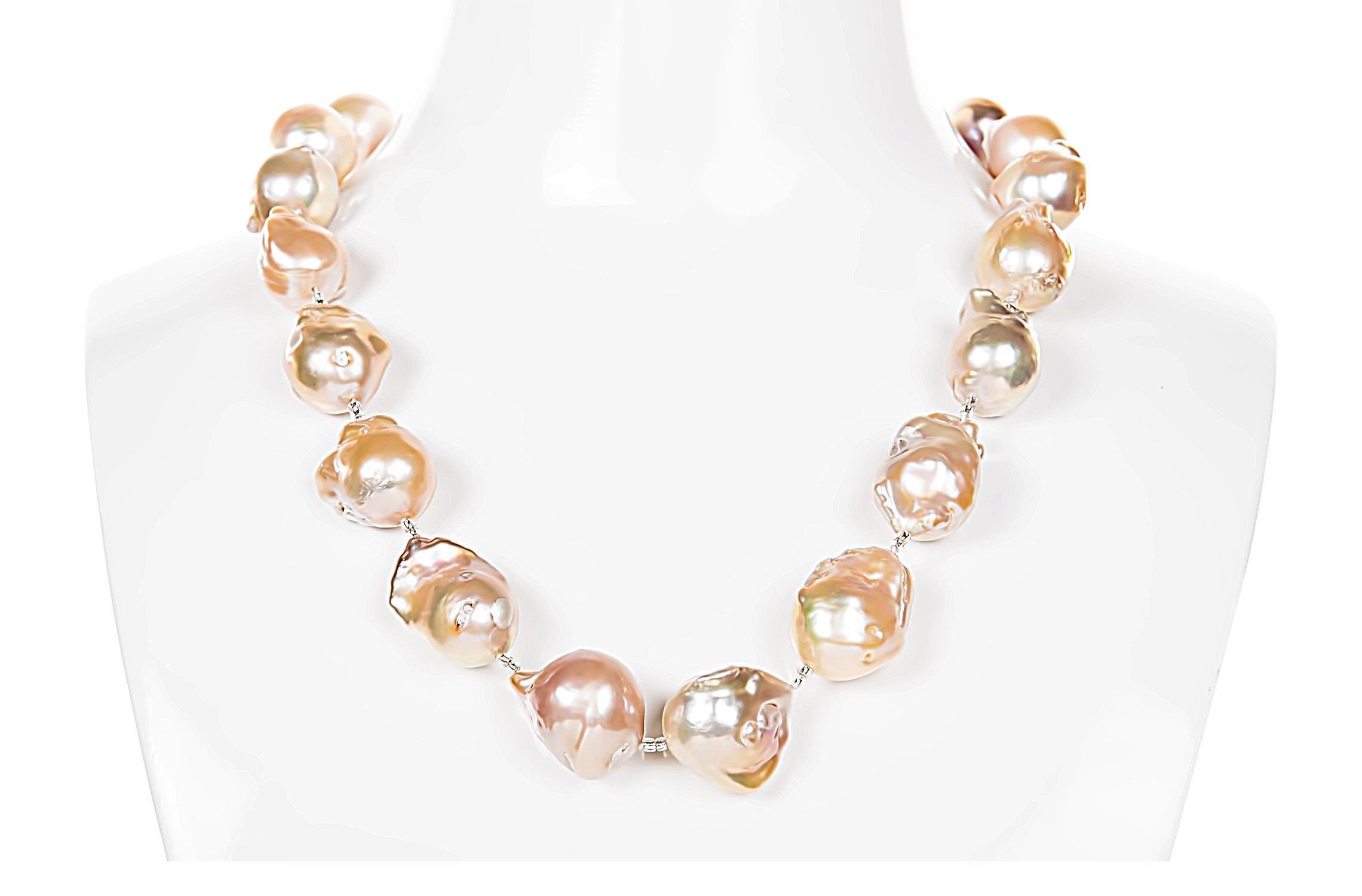 Peach Freshwater Baroque Pearl Necklace-Pearl Rack