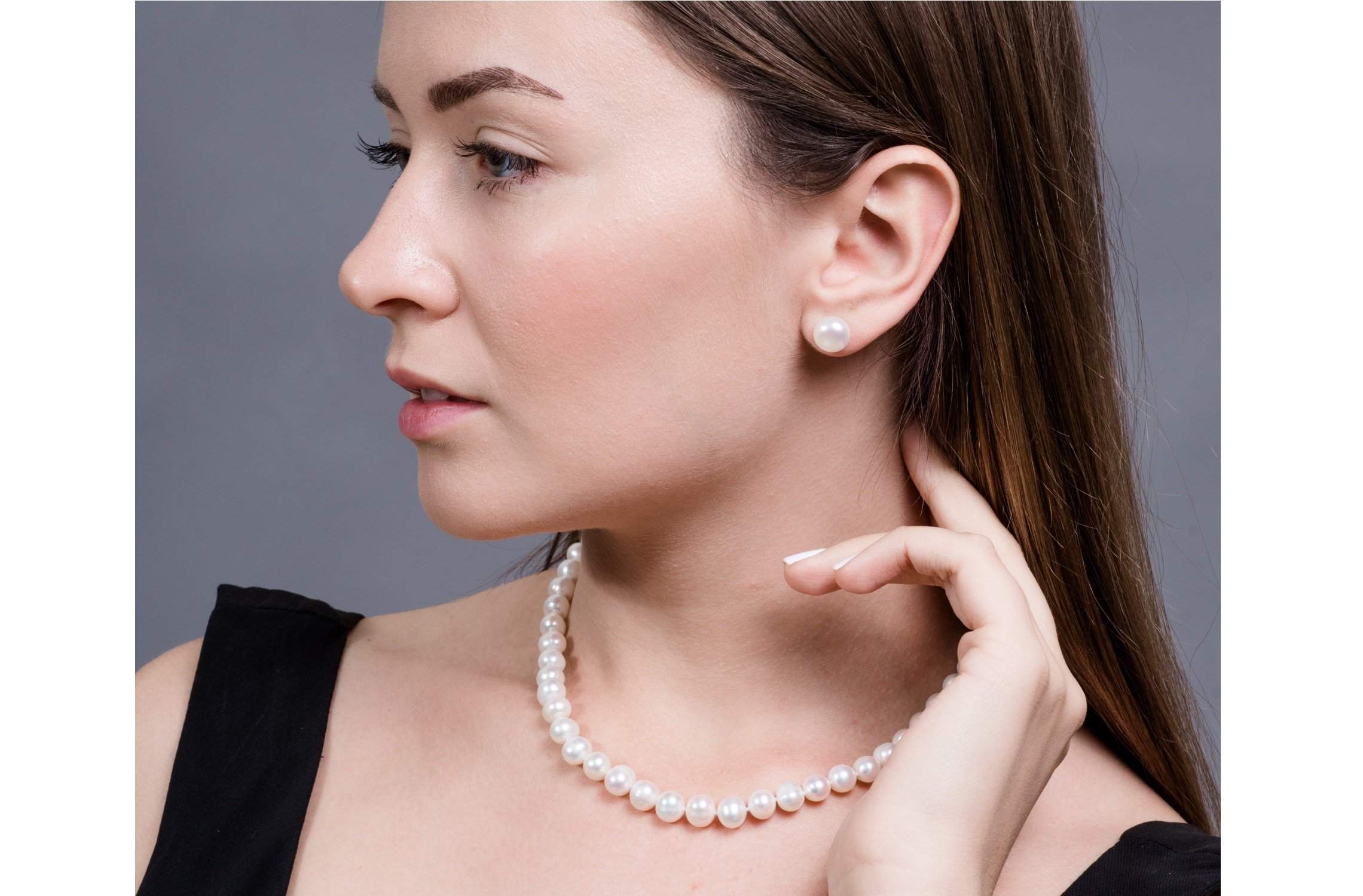 Single Strand White Freshwater Pearl Necklace 8mm-Pearl Rack