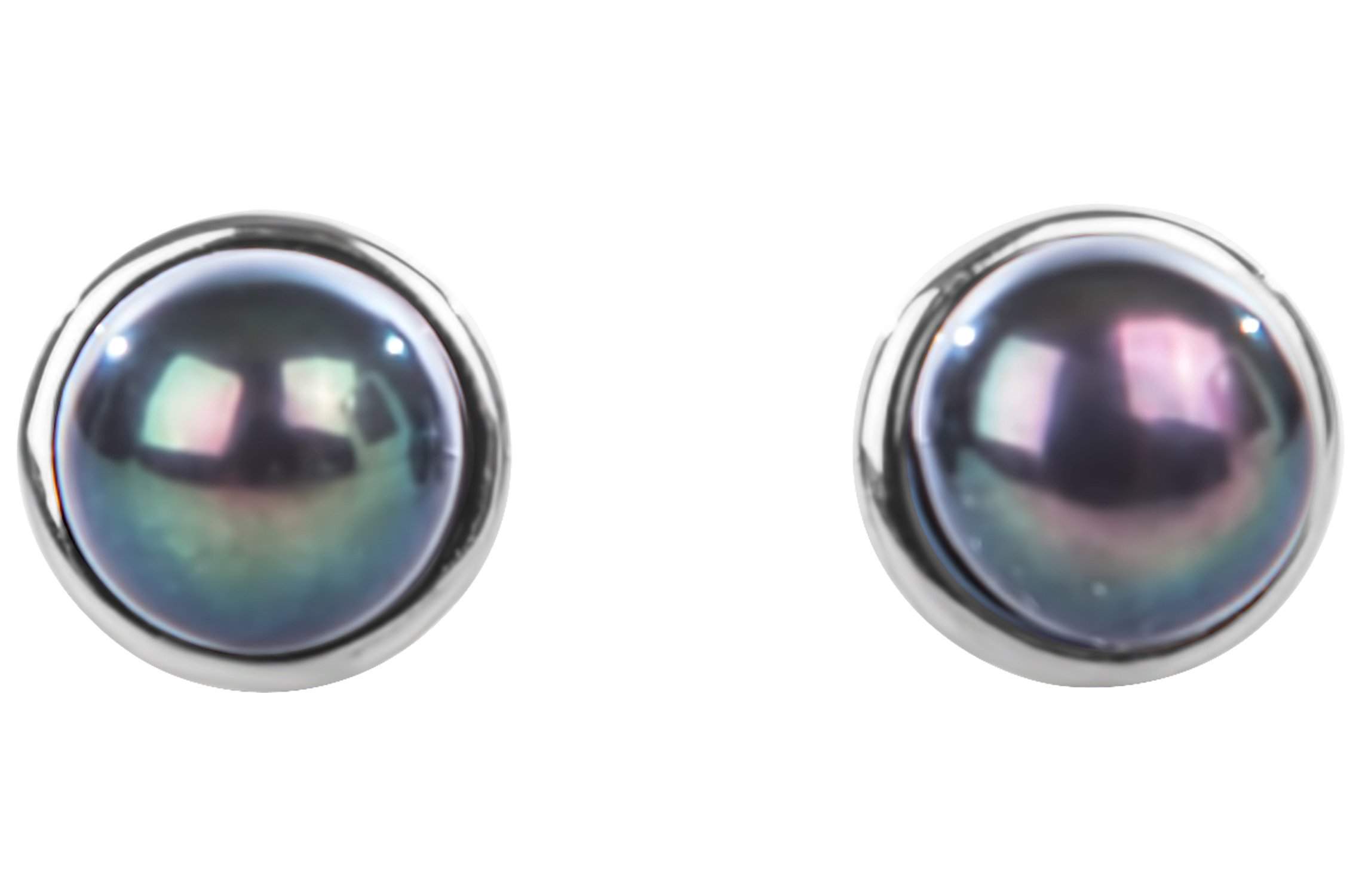 8mm Peacock Blue Freshwater Pearl with Sterling Silver Stud Earring-Pearl Rack