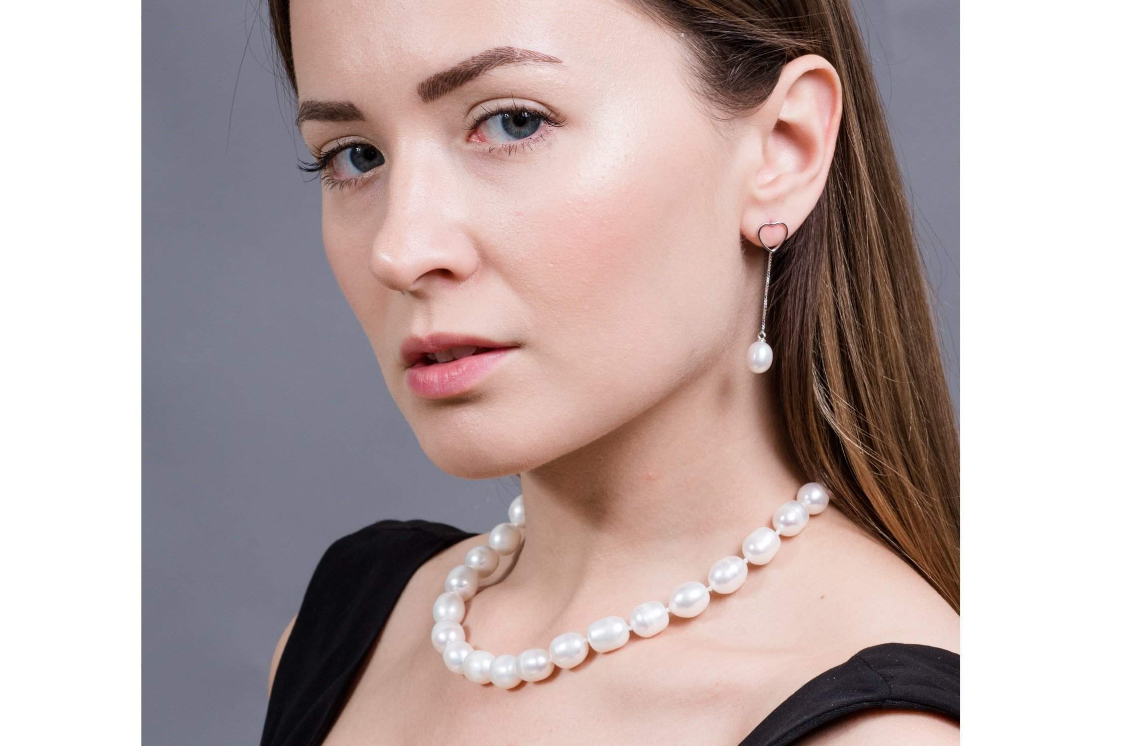 Single Strand Rice Shape White Freshwater Pearl Necklace 11mmx13mm-Pearl Rack