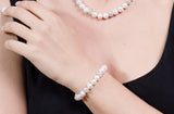6mm Single Strand White Freshwater Pearl Bracelet with 8mm Crystal Ball-Pearl Rack