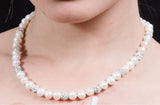 6mm Single Strand White Freshwater Pearl Necklace with 8mm Crystal Ball-Pearl Rack