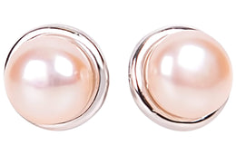 8mm Peach Freshwater Pearl with Sterling Silver Stud Earring-Pearl Rack