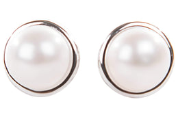 8mm White Freshwater Pearl with Sterling Silver Stud Earring-Pearl Rack
