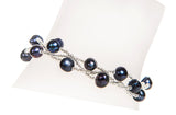 Blue Braided Freshwater Pearl Bracelet 7mm-Pearl Rack