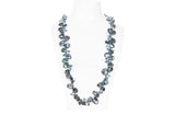 Blue Freshwater Keshi Pearl and Crystal Long Necklace-Pearl Rack