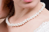 Braided White Multi Strand Freshwater Pearl Necklace 6mm-Pearl Rack