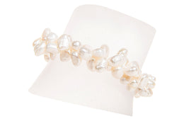Double Strand Irregular White Freshwater Pearl Bracelet-Pearl Rack