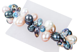 Double Strand Twisted with Crystal Freshwater Pearl Bracelet-Pearl Rack