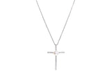 Freshwater Pearl Cross Pendant Chain Necklace-Pearl Rack