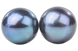 Freshwater Pearl Stud Earrings in Peacock Blue with Sterling Silver 10 mm-Pearl Rack