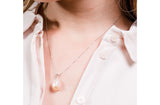 Irregular Peach Freshwater Pearl Pendant and Sterling Silver (925) Chain Necklace 13mm-Pearl Rack