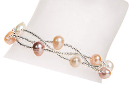 Multi-Color Braided Freshwater Pearl Bracelet 7mm-Pearl Rack