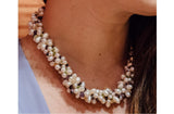 Natural Stones and White Freshwater Pearl Necklace-Pearl Rack