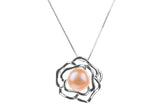 Peach Freshwater Pearl Pendant and Sterling Silver (925) Chain Necklace 9mm-Pearl Rack