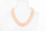 Peach Triple Strand Layer Freshwater Pearl Necklace 6-7mm-Pearl Rack