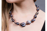 Peacock Blue Freshwater Baroque Pearl Necklace 13mmx23mm-Pearl Rack