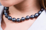 Peacock Blue Freshwater Baroque Pearl Necklace-Pearl Rack