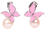 Pink Freshwater Pearl and Sterling Silver Butterfly Drop Earring-Pearl Rack