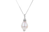 Rice Shape Freshwater Pearl Pendant and Sterling Silver (925) Chain Necklace 12mm-Pearl Rack