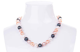 Single Strand Multi-color Freshwater Pearl Necklace 9-10mm-Pearl Rack