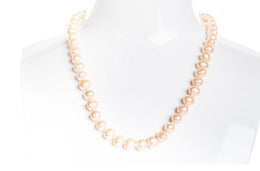 Single Strand Peach Freshwater Pearl Necklace 8mm-Pearl Rack