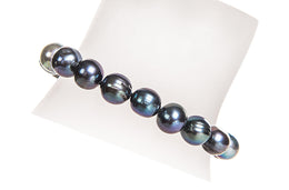 Single Strand Peacock Blue Freshwater Pearl Necklace and Bracelet Set 9-10mm-Pearl Rack