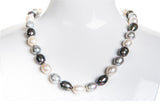 Single Strand Rice Shape Multi-Color Freshwater Pearl Necklace 11mmx13mm-Pearl Rack