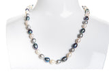 Single Strand Rice Shape Multi-Color Freshwater Pearl Necklace 8mmx10mm-Pearl Rack