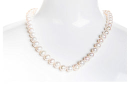 Single Strand White Freshwater Pearl Necklace 8mm-Pearl Rack