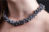 Triple Strand Twisted Dark Blue Freshwater Pearl Necklace-Pearl Rack
