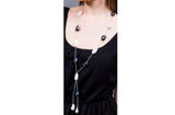 White and Peacock Blue Freshwater Baroque Pearl Lariat Long Necklace-Pearl Rack