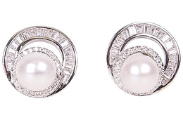 White Cultured Freshwater Pearl Earring Studs Sterling Silver 8mm-Pearl Rack