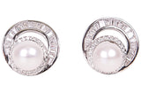 White Cultured Freshwater Pearl Earring Studs Sterling Silver 8mm-Pearl Rack