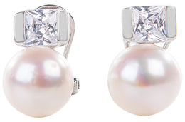 White Cultured Freshwater Pearl Earring Studs Sterling Silver 9mm-Pearl Rack
