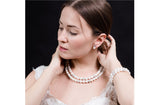 White Double Strand Layer Freshwater Round Pearl Bracelet with Crystal Ball 10mm-Pearl Rack