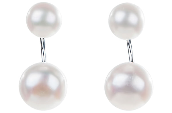 White Freshwater Pearl Double Stud and Dangle Earrings with Sterling S ...