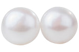 White Freshwater Pearl Stud Earrings Sterling Silver 12mm-Pearl Rack