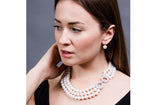 White Triple Strand Layer Freshwater Pearl Necklace 10mm-Pearl Rack