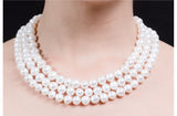 White Triple Strand Layer Freshwater Pearl Necklace 8-9mm-Pearl Rack